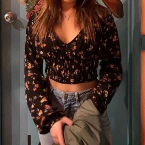 Breathable Longsleeve Summer Floral Crop Top